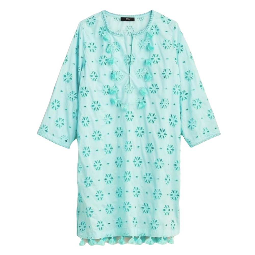J. Crew Eyelet Bib Tunic Cover Up in Pale Mint Size Small NWT